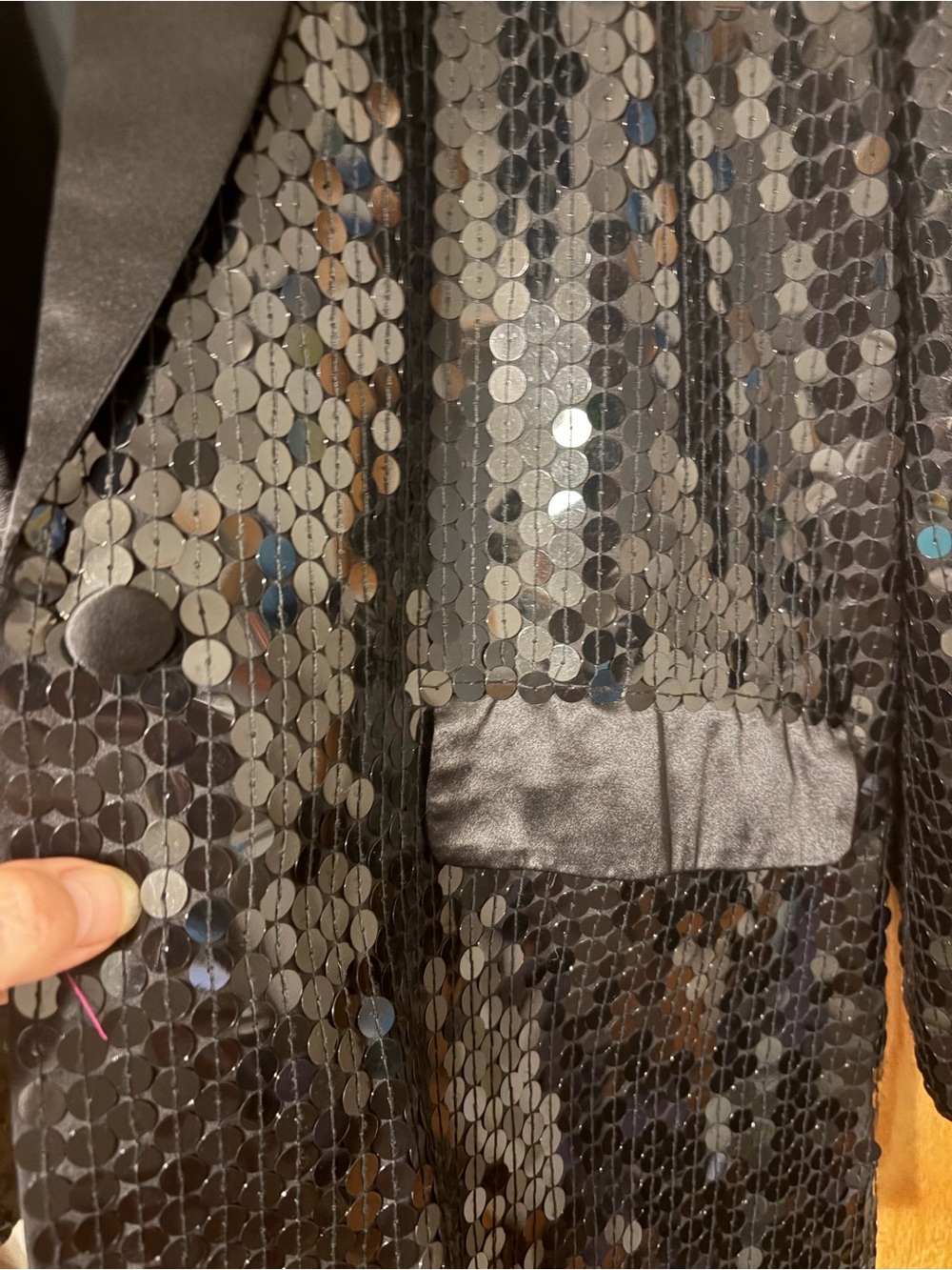 The ‘Black Tie’ label by He-Ro Industries vintage 1980’s black sequin blazer SzL - Picture 6 of 9